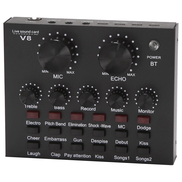 V8 Ljudkort Audio Set Interface Extern USB Live Mikrofon Ljudkort Bluetooth Funktion För Co