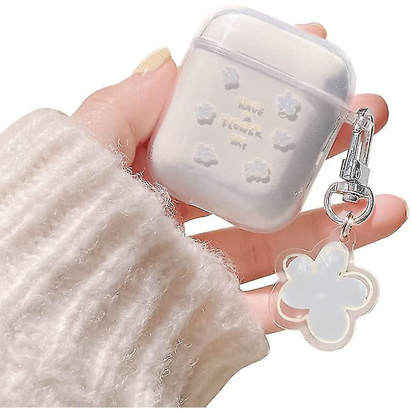 Airpods 2 og 1 deksel søte blomster glatt myk Tpu støtsikker