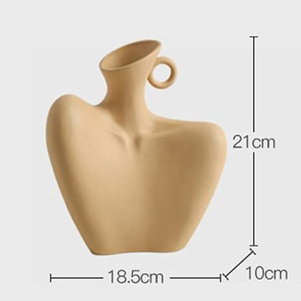 Kvinnelig kropp vase keramikk statue blomster vase vase hvit moderne hode planter potte for hage stue hjem bord kunst statue dekor(Farge: Siv, Størrelse:A