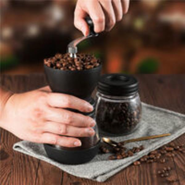 Manuell Kvern for Kaffe, Keramisk Kvern med Justerbar Grovhet, Hånddrevet Kvern, Kompakt for Hjemmet, Kontoret og Reiser