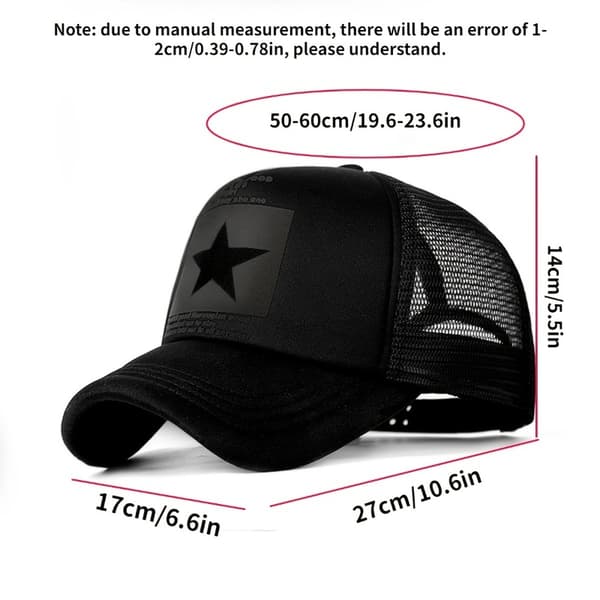 Pentagram Pattern Tynn Mesh Baseball Cap, 1 stk, Sommer Rojo+Blanco