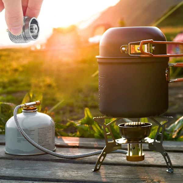 Professionell gasbehållare omvandlare bärbar propangas omvandlare camping gasbehållare adapter (1 st, silver)