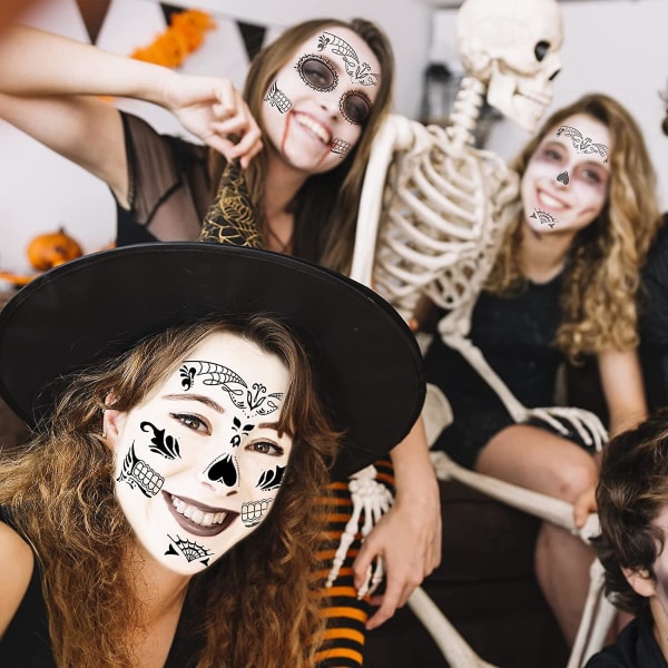 8-pack Day Of The Dead Sugar Skull Face Temporary Tatuering Halloween  Makeup Tatuering Stickers för Halloween Maskerad Party ec98 | Fyndiq