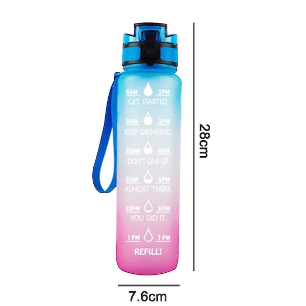 Motiverende vannflaske med tidsmarkør og sugerør - Bpa-fri og lekkasjesikker frostet bærbar gjenbrukbar treningssport (størrelse: stil 2