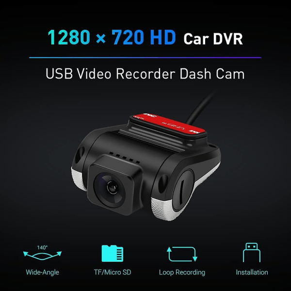 Xtrons In Car Dvr Dash Camera Usb Mini Video Hd Recorder Med Vidvinkel, Roterbar Lins, Loop-inspelning, Inspelning Ljud Smart Dash Cam