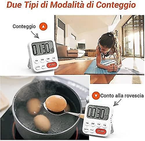 Kök Timer - 2-pack, Kök Timer Med Digital Klockfunktion, Snabbinställningar, Anpassad