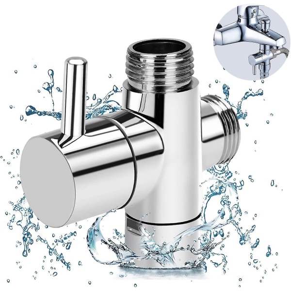 3-vejs omskifterventilhane-adapter G1/2 tommer - brusebad T-adapter, messingafleder til hane til håndbruser