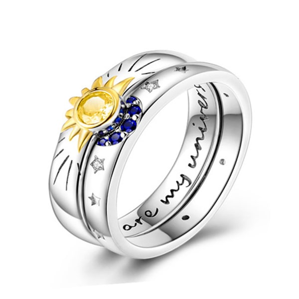 Glittrande kubisk zirkonia krona 925 sterling silver ring för kvinnor måne och blommig stil bröllop smycken PYR042 7