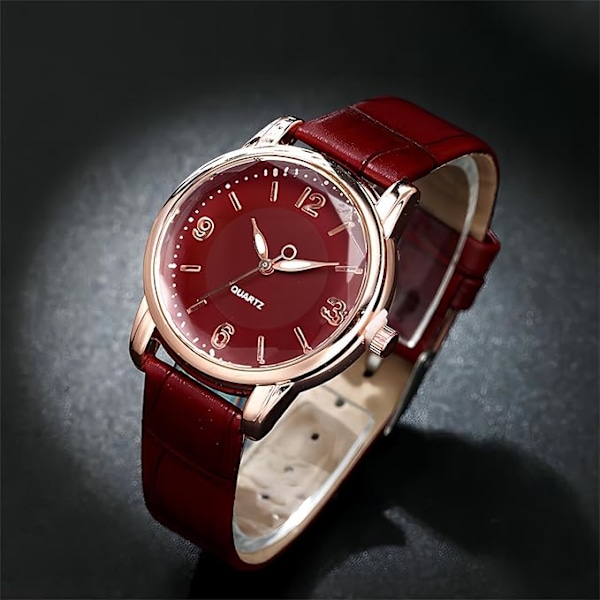 Armbandsur för kvinnor, fashion quartz analog damklocka med läderband