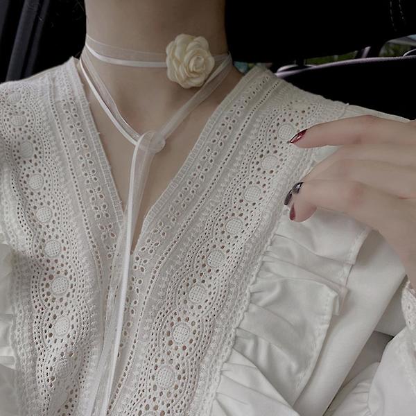 Blomster Choker Halsband Goth Choker Spets Blomster Krage Band Choker Ros Choker