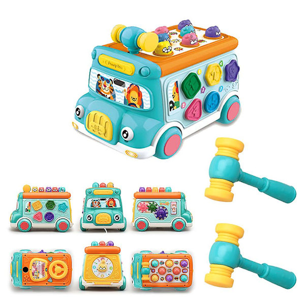 Baby Musik Buss Leksaker Baby Musical Busy Learning Toy Elektronisk Bil Med Ljus Ljud Tidig Utbildning Leksak Födelsedagspresenter För Barn Pojke Blue