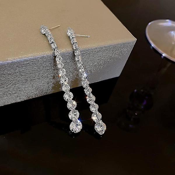 Øredobber Dråpe Øredobber Lange Øredobber Dangle Statement Kjede Øredobber Rhinestone Gave