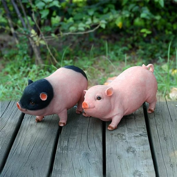 Djurträdgårdsgnomstaty Söt gris Rolig utomhusskulptur Harts trädgårdsdekoration Dekor inomhus utomhus Figurer för trädgård och hus (Cut Pig)