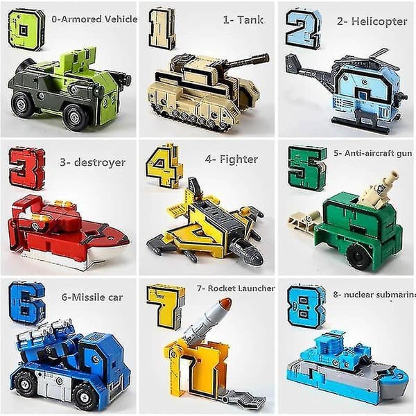 Byggeklosser Utdanningsleker Actionfigur Transformasjon Tallrobot Deformasjon Leke For Barn