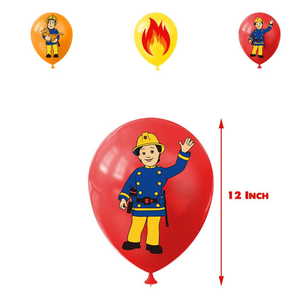 Brandmand Sam-tema Fødselsdagsfest Dekorationsforsyninger Balloner Sæt Banner Kage Topper Rekvisitter Sæt