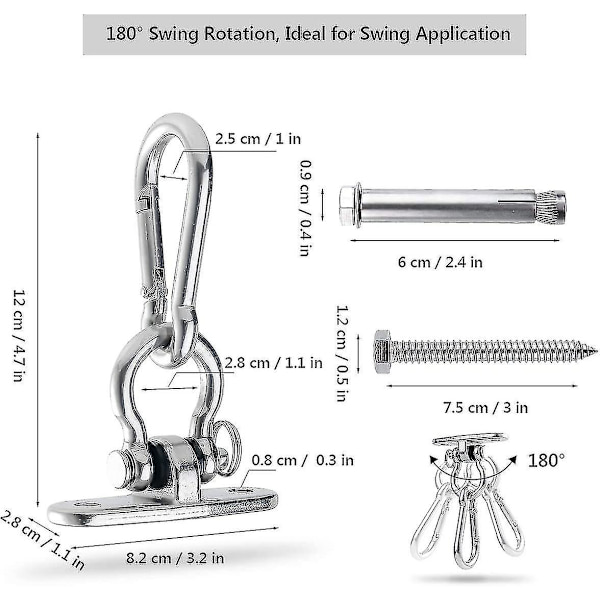 Katon koukku, 450 kg:n kantokykyinen kattokiinnityskoukku, kattokiinnityksen ripustuskoulutus ripustussarja riipputuolille riippumatolle Sling Trainer Punching