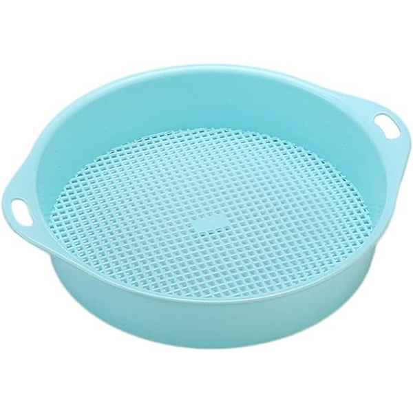 Plastjordsikt Rund Mask Trädgårdssikt Sandsil Sikt Trädgårdsredskap Sådd Odling Verktyg med Armstöd Blå för Barn Vuxen Hem Gräsmatta