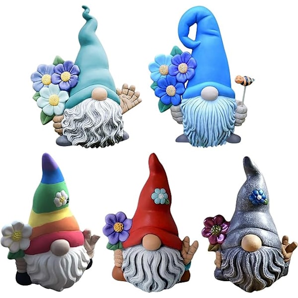 Taika Puutarha Gnome Resin Statue Keräilyhahmo Miniatyyri Puutarha Tomtes Klassinen Keramiikka Kasvoton Nuken Koristeet Koti Sisustus (5 Väriä, 1.