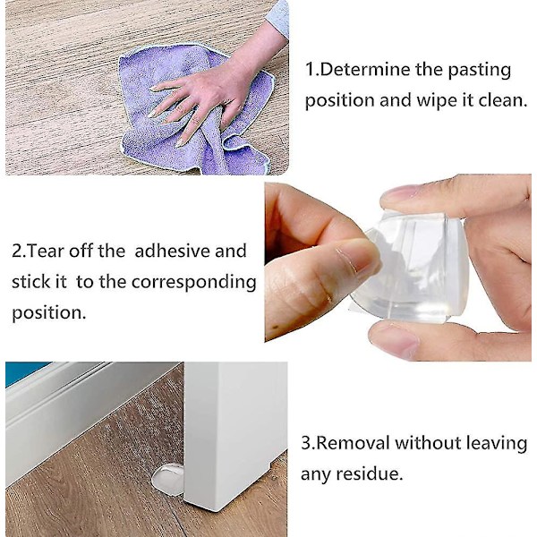 Dörrstopp, [4-pack] Transparenta dörrstopp och stopp Adhesive dörrstopp