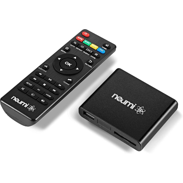 Neumi Atom 1080p Full-hd digitaalinen mediasoitin USB-asemille ja SD-korteille - HDMI- ja analogisella AV-liitännällä, automaattisella toistolla ja silmukoinnilla