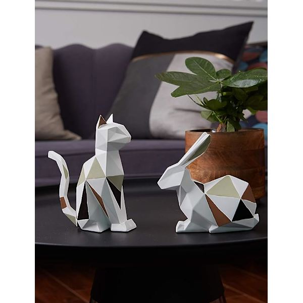 Skulptur Kanin Statue Dekoration Geometrisk Kanin Polyresin Hjem Kunst