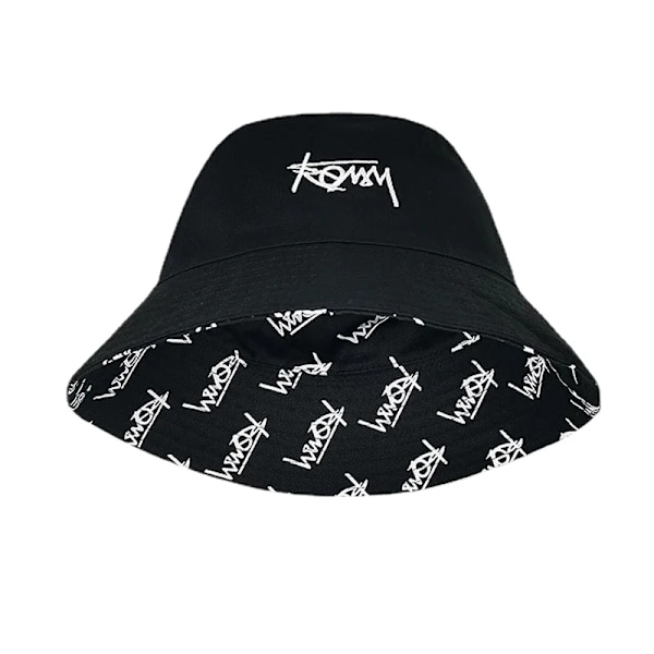 Dubbelsidig blommig fiskarehatt herr dam XL storlek bokstav stort huvud hatt sommar casual street solhatt Bob Panama Blanco L(58-60cm)
