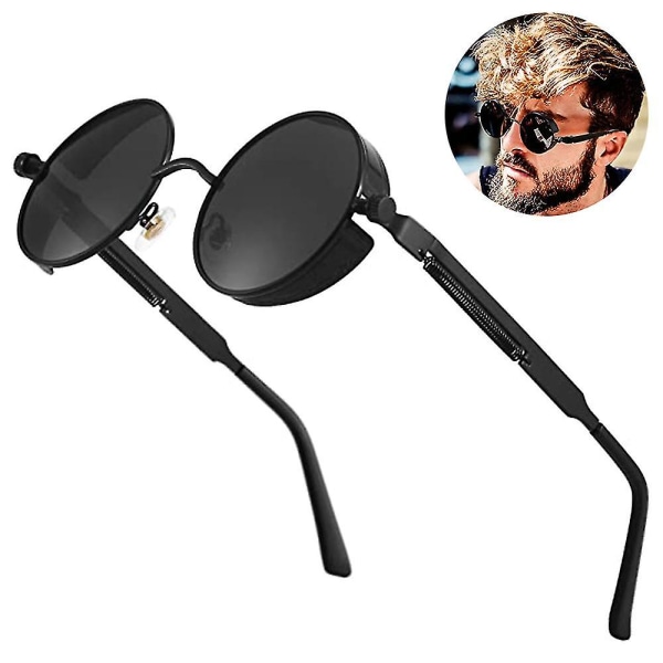 Ctmw 1 stk polariserte solbriller kompatible med menn, UV-beskyttelse, rund gotisk shad