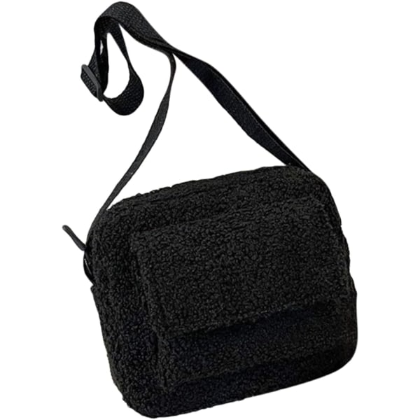 Dam plysch axelväska Crossbody handväska Lamb Wool Messenger Bag Fluffig tygväska