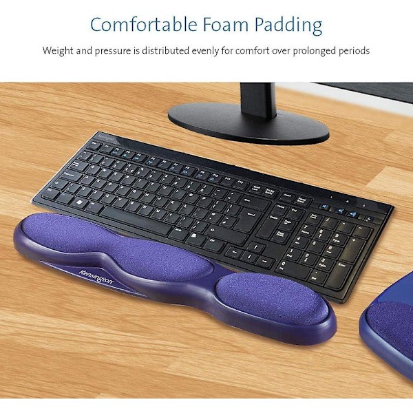 Ergonomiskt Komfort Skumtangentbord Handledsstöd Med Handledsstödsdyna - 458 X 36 X 85 Mm - Blå (64270)