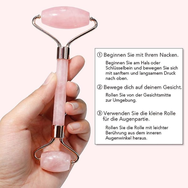 Gua Sha og ansiktsrulle skjønnhetsmassasje, Jade-rulle Rose Quartz