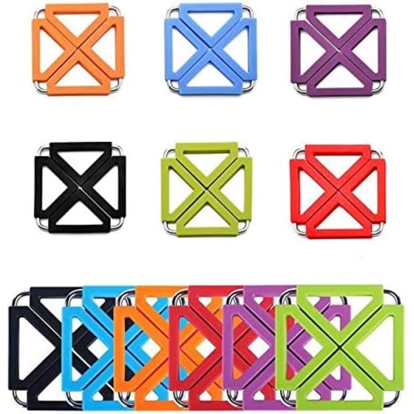 Foldbar Kvadratisk Køkkenisoleringspude Trivet Underkop Varmebestandige Puder Trivetter Måtte Multifunktionel Silikon Grydeholder (Farve: Sort)