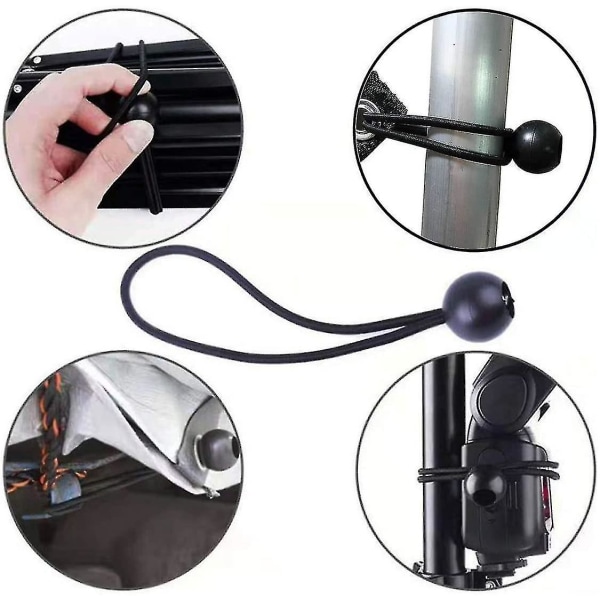 Ball Elastisk Snøre, Sort Elastisk Snøre Rem Til Presenninger, Telte, Camping, 20 Styk--