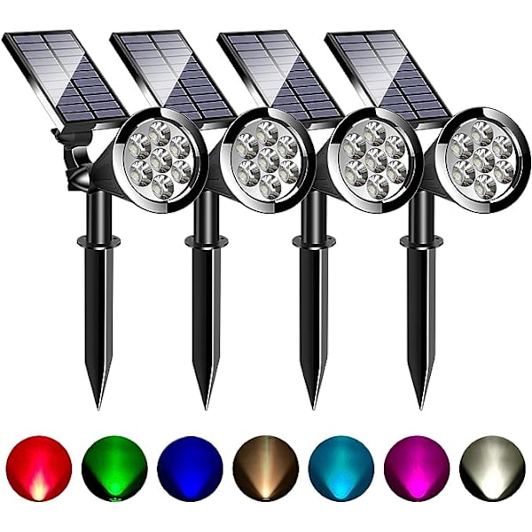 Solcelled drejelig spotlight i flere farver, solcelled havebelysning udendørs dekoration 2-i-1 farvet solcelled landskabsbelysning, solcelled julelys med automatisk tænd/sluk