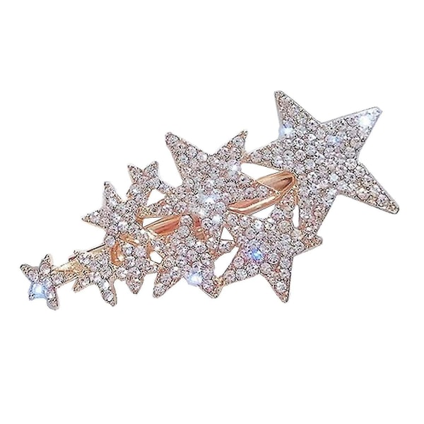 Fem-uddig Stjärna Hårnål Rhinestone Hårklämma Kvinnor Hårklämmor Kvinnlig Elegant Andklämma Hårklämma Mode Hårklo Klämmor Dam (guld)