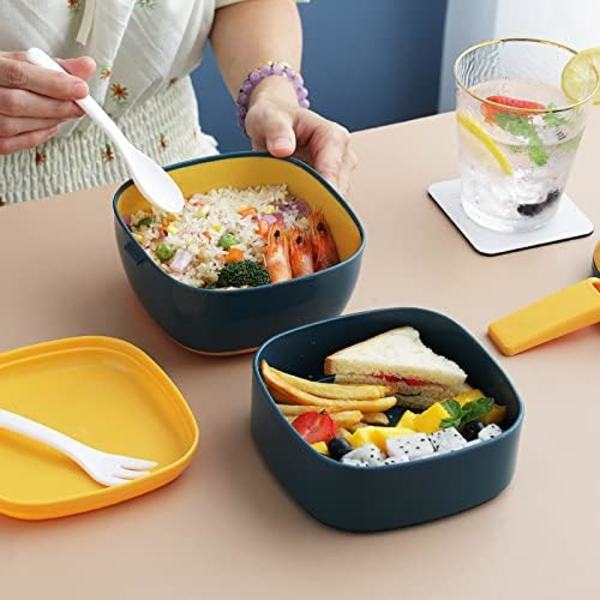 Stablebar Bento-madkasse, japansk kreativ Bento-madkasse, BPA-fri madbeholder indeholder service, mikroovnsikker (marineblå)