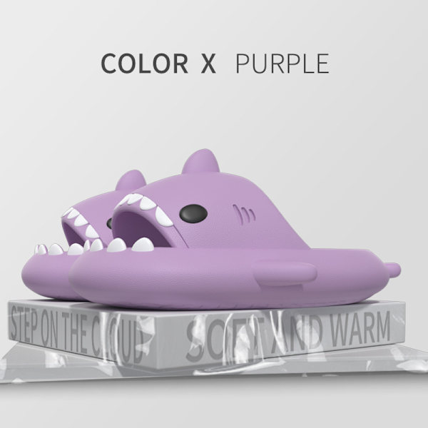 Cartoon Shark Flip Flops, halkfria tjocka sulor strand Flip Flops, snabbtorkande roliga pool sandaler Purple 38/39