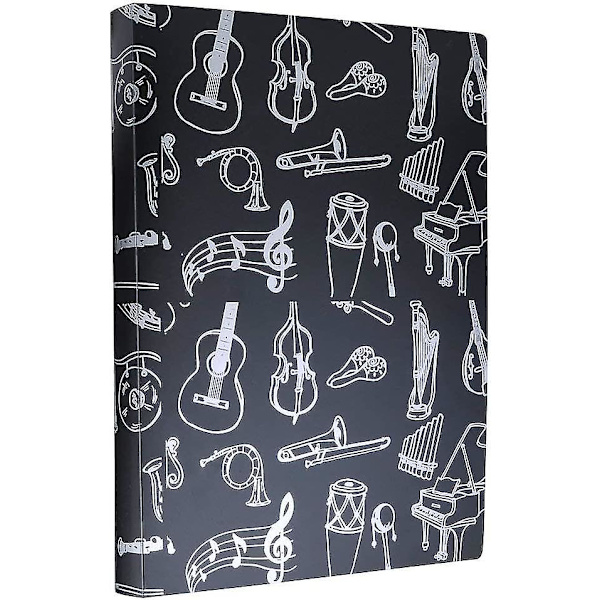 A4-størrelse musikkmappe - Noteoppbevaring med 40 lommer - Organizer for papirdokumenter og temaer