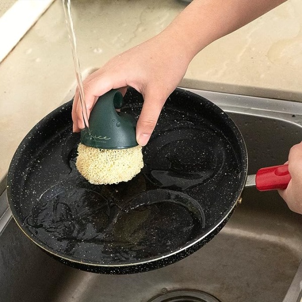 2 stk grønne gjenbrukbare nanofibre rengjøringsballer, multifunksjonelt børsterengjøringsverktøy for husholdning, kjøkkenoppvaskskrubbebørste for oppvask eller flasker (Gif