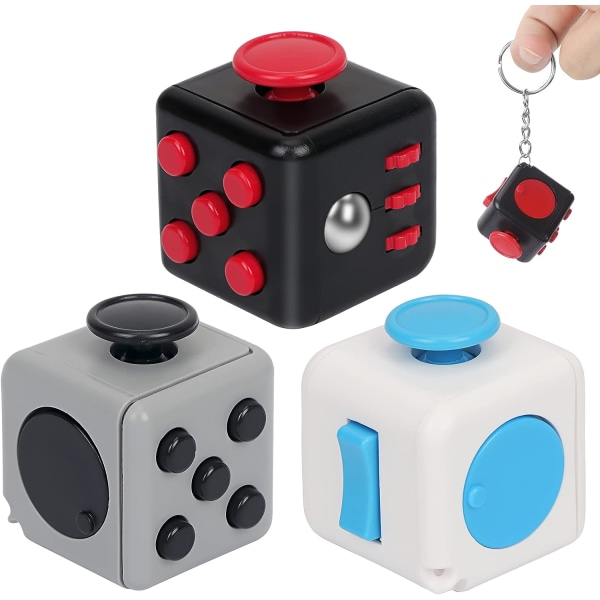 3 STK Fidget Cube Leker, Anti-angst Anti-Stress Fidget Leker, Stress angst Trykkavlastende leke flott for voksne og barn