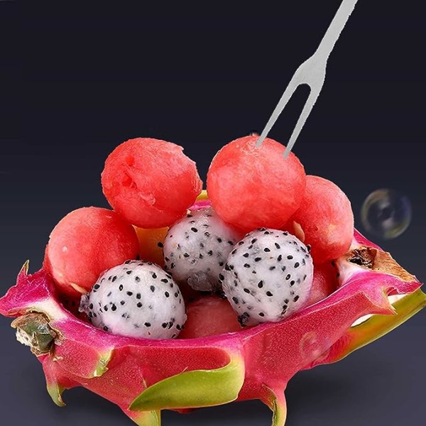 Fruktgaffel, set med 6 delar fruktgaffel med ställ matgaffel i rostfritt stål för barnfamiljen (tecknad)