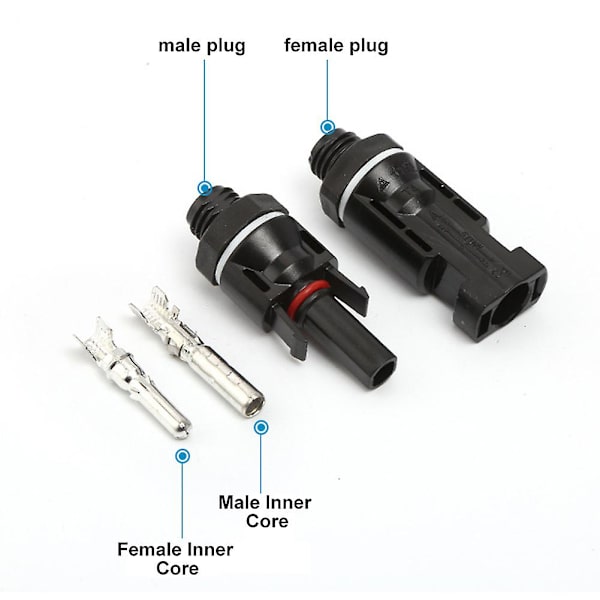 5 kpl Uros- ja Naarasliitämiä Kupariytimellä Käytännöllinen Aurinkopaneelien Invertteri Aurinkoliitäntä Pv