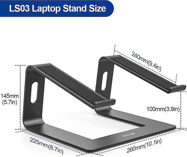 Ergonomisk bærbar computerstand i aluminium til 10-15,6 tommer