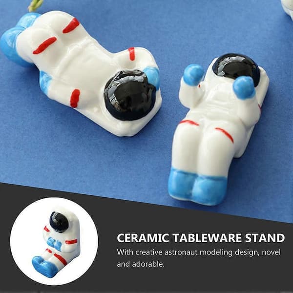Spisepinneholder for oppbevaring 3 stk keramisk astronautformet bestikkstativ
