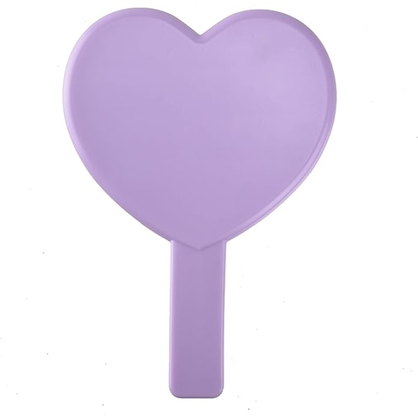 Hjerteformet håndholdt rejsespejl, kosmetisk håndspejl med håndtag (lilla, 1 pakke)