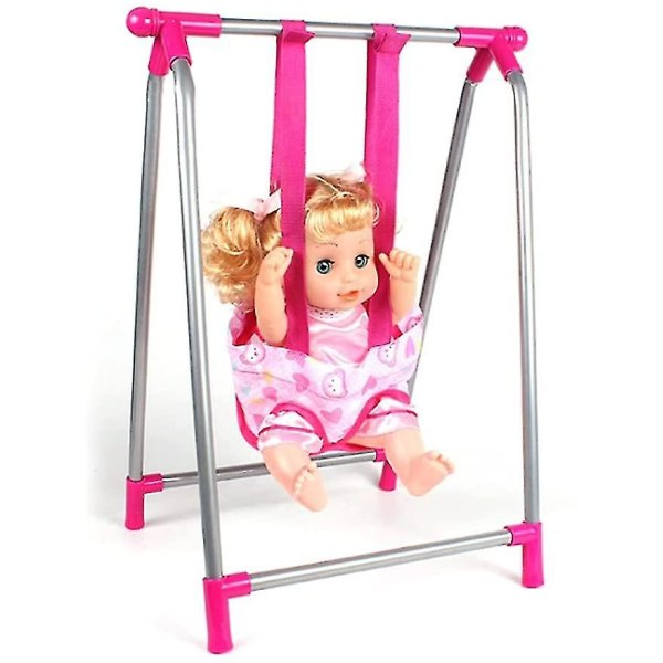 Babydocka Lekset 5 i 1 Dockor Tillbehör Paket Dockvagn Dockhögstol Studsmatta Spjälsäng Gunga Dockmöbler Barnkammare Lekset Rollspel (gunga)