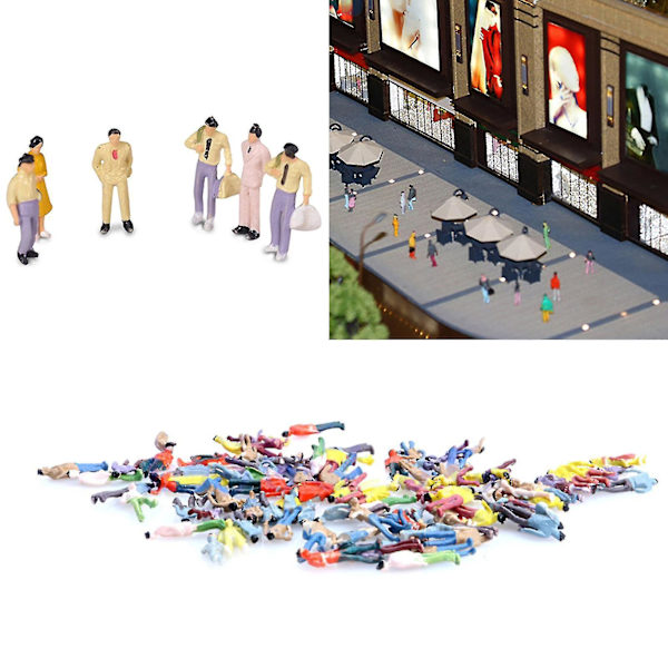 100 kpl/setti Ihmishahmojen Miniatyyrit, Kannettava, Hieno Tekstuuri, ABS, Elävä Maalattu