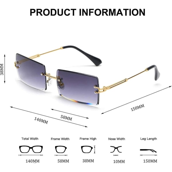 Kantiga rektangulära solglasögon för kvinnor/män Ultralätt metallram Glasögon Mode fyrkantiga Uv400 Glasögon Unisex