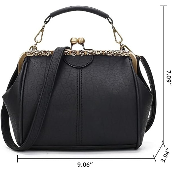 Retro hul håndtaske til kvinder Læder skuldertaske Aften clutch taske Kys lås lukning Crossbody taske Pung
