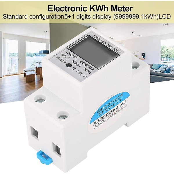 Digital Electricity Meter 220v 5(80)a Single Phase 2 Wire 2p Digital Electric Power Meter Electricity Meter