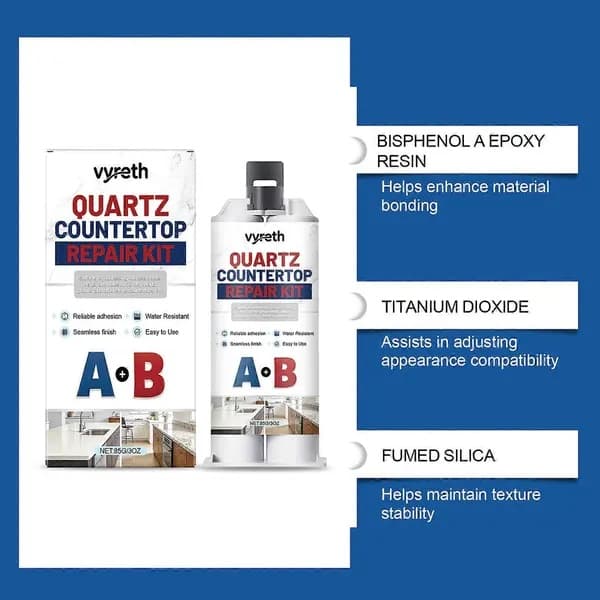 Quartz and Granite Countertop Repair Kit A+B Epoxy Formula for Strong Bonding 2 items